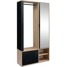 ax living Garderobenschrank Milanoir 100 x 189,4 x 33 cm Artisan Eiche/Schwarz