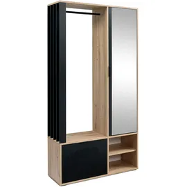 ax living Garderobenschrank Milanoir 100 x 189,4 x 33 cm Artisan Eiche/Schwarz