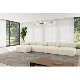altdecor Ecksofa modulares Sofa Razon-L3 - 380x160x70 cm Beige Bouclé