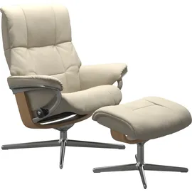 Stressless Stressless® Relaxsessel »Mayfair«, (Set, Relaxsessel mit Hocker), mit Hocker, mit Cross Base, Größe S, M & L, Holzakzent Eiche beige