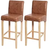 Mendler 2er-Set Barhocker HWC-C33, Barstuhl Tresenhocker, Holz ~ Wildlederimitat, helle Beine, Stoff/Textil