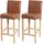 Mendler 2er-Set Barhocker HWC-C33, Barstuhl Tresenhocker, Holz ~ Wildlederimitat, helle Beine, Stoff/Textil