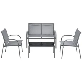 [en.casa] Gartenmöbel-Set 4-tlg. Hellgrau