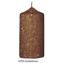 Kopschitz Kerzen Kerzen Glamour Glitter Stumpenkerzen Dunkelbraun, 120 x 60 mm, 4 Stück