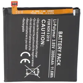 AccuCell Akku passend für Nokia 6 2018, Li-Polymer, 3,85V, 3000mAh, 11,6Wh
