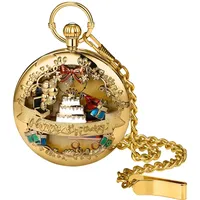 JewelryWe Taschenuhr Damen Musikbox Musikautomat Musik zum Geburtstag Kettenuhr Analog Quarz Uhr mit Halskette Kette Pocket Watch Geschenk Gold
