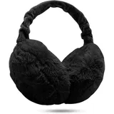 REFORUNG Ohrenwärmer Plüsch Ohrenschützer Winter Weich Warm Earmuffs Schwarz Faltbar Outdoor Ohren Wärmeschutz Verstellbar Unisex Ohrmuscheln Winter mit Aufbewahrungstasche für Damen und Herren - M