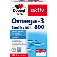 Doppelherz Omega-3 Seefischöl 800 – Mit EPA und DHA sowie Vitamin B1 als Beitrag für die normale Herzfunktion – 120 Kapseln