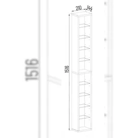 VCM Rasato XL Standregal 21 x 14 x 155 cm Braun