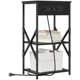 vidaXL Nachttisch mit Regal 2 pcs Schwarze Eiche 41 x 31 x 76 cm Holzwerkstoff