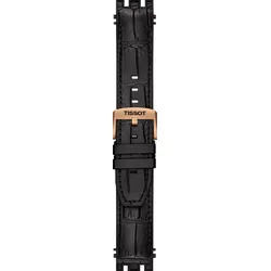 Tissot - Leder T-race Chrono Auto Kautschukband Schwarz, Rosa Pvd Schnalle T603044205 - alligator-prägung,rind,schwarz