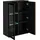furn.design Wohnwand "Morgan" in schwarz und Jackson Eiche Schrankwand mit Kamin, inkl. Beleuchtung - Schwarz