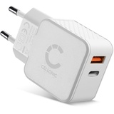 CELLONIC Doppel USB und USB C Ladegerät Netzstecker Ladeadapter 20W PD Schnellladegerät Netzteil kompatibel mit iPhone, Samsung, iPad, Huawei, Switch, PSP, GPS, Handy, Tablet - Weiß