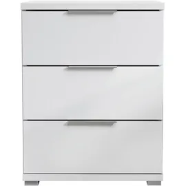 SchlafKONTOR Nachttisch weiß Kunststoff, 3 Schubladen, 46x61x42 cm x 42 cm Nachtkästchen - UNIVERSAL