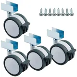 SO-TECH® Möbelrolle Hamm Ø 63 mm, Höhe 74,5 mm, U-Profil für 19 mm Wandstärke, belastbar bis 35 kg je Rolle, mit Bremse, weiß/grau, 4 x grau