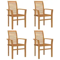 VidaXL Stapelbarer Gartensessel 4 Stück Massivholz Teak