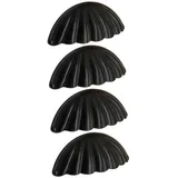 JHKNNK Schrankknöpfe Schwarz aus Legierung Vintage 4 Stück in Muschelform Installieren für Möbel und Medikamentenschränke
