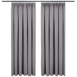 Blumtal Black Out Curtain Jarl: 117x138cm, Anthracite, with Ruffle Tape, Set of 2 (Dunkelgrau, H160 x B132 cm (2er Pack))