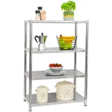 shelfr Schwerlastregal Edelstahl 74x41x109 cm Silber 4 Ebenen