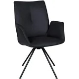 Dieter Knoll Armlehnstuhl, Schwarz, Metall, Leder, Echtleder, Semi-Anilinleder, Rundrohr, 65x91x63 cm, Beinauswahl, Lederauswahl, Esszimmer, Stühle, Esszimmerstühle, Armlehnenstühle