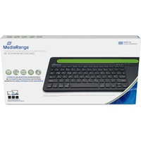MediaRange kompakte Multi-Pairing Funk-Tastatur mit 78 Tasten und Touchpad, QWERTY (GR) Tastaturbelegung, schwarz/grün
