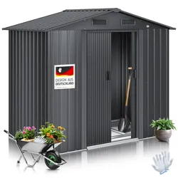 KESSER® XL Metall Gerätehaus 4,2m3 mit Fundament   inkl. Arbeitshandschuhe   195x131x186cm    2x Schiebetür & Fundament   Geräteschuppen   Gartenhaus Schrank   Satteldachdach Garten Schuppen