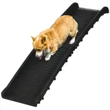 PawHut Hunderampe, klappbare Haustierrampe, Hundeautorampe, Hundetreppe, mit abnehmbarer Auflage schwarz 155L x 39 x 14 cm