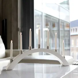 MARELIDA Lichterbogen TALL - 7 warmweiße Glühlampen - L: 67cm, H: 40cm - Holz weiß