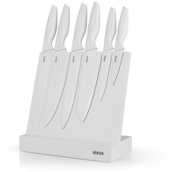 N8WERK Messer-Set »Messerblock 6 Messer - weiß - magnetisch edel modern« (7-tlg), Brotmesser, Chefmesser, Santokumesser u.v.m. weiß