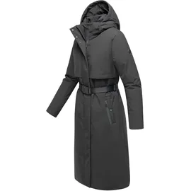 Navahoo Damen Wintermantel warmer, wasserabweisender Parka mit (abnehmbarer) Kapuze und Taillengürtel Waldbummler 14 Mouse Grey Gr. 3XL - 3XL