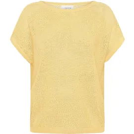Cartoon Strickpullover mit Rundhalsausschnitt Gelb 36