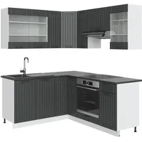 Vicco Winkelküche Fame-Line L-Form 160 x 190 cm Anthrazit/Weiß