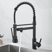 EGTink Wasserhahn Küche Küchenarmatur mit Brause 360° Schwenkbar Mischbatterie Spiralfeder Armatur Spültischarmatur Spiralfederarmatur, Schwarz