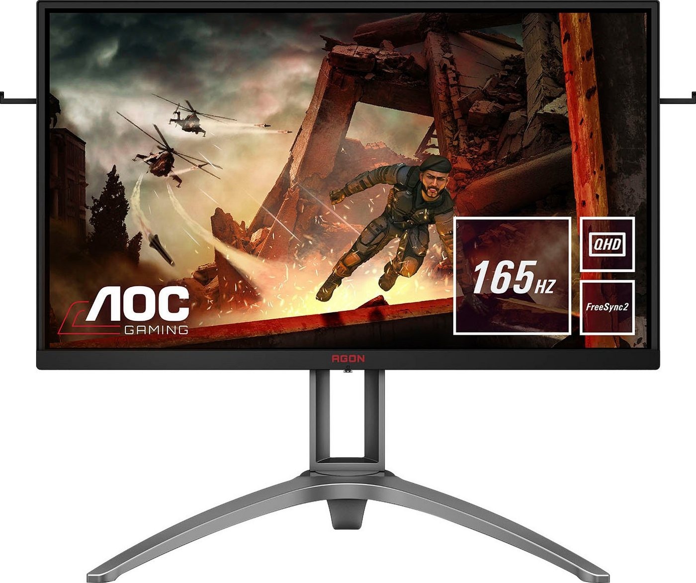 AOC AG273QX Gaming-Monitor (68,6 cm/27 ", 2560 x 1440 px, QHD, 1 ms Reaktionszeit, 165 Hz, VA LCD) rot|schwarz