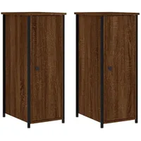 VidaXL Nachttische 2 Stk Braun Eichen-Optik 32x42x80 cm Holzwerkstoff