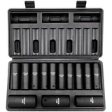 Vevor Profi Steckschlüsselsatz Cr-v-legierter Stahl 13-tlg Steckschlüssel Satz 10-24 mm Tiefe Stecknüsse Schlagschrauber, Hrc 42-48 Steckschlüssel inkl Werkzeugkoffer, Metrisch Schraubenausdreher