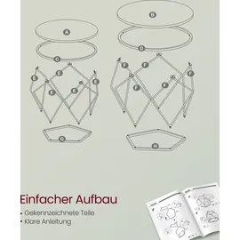 VASAGLE Beistelltisch, 2er Set abnehmbare Tischplatte, schneeweiß-wolkenweiß