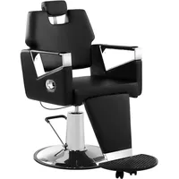 Physa - Friseurstuhl Kosmetikstuhl Turin Black (39 – 51 cm Sitzhöhe, 505 x 545 mm Sitzfläche, ECO-Leder, Stahlgestell,360° drehbar, Fußstütze) Schwarz