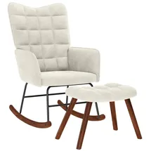 vidaXL Schaukelstuhl mit Hocker Creme Samt, Stuhl, Loungesessel, Loungesitz, Schaukelstuhl, Wohnzimmerstuhl, Relaxsessel, Wippe, Relaxsessel