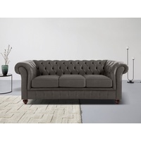 Home Affaire Chesterfield-Sofa »Chesterfield 3-Sitzer B/T/H: 198/89/74 cm«, mit hochwertiger Knopfheftung, auch in Leder braun