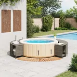 vidaXL Whirlpool-Umrandung Grau Poly Rattan und Massivholz Akazie