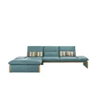 KOINOR Leder-Ecksofa mit Massivholzrahmen aus Wildeiche Humfrey ¦ türkis/petrol ¦ Maße (cm): B: 314 H: 93 T: 159