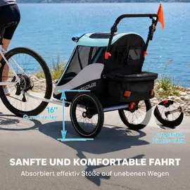 aiyaplay 2 in 1 Fahrradanhänger & Buggy Faltbar Hellblau