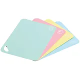 KESPER | Flexible Schneidunterlage, 4er Set, Material: Kunststoff (PE), Maße: 38 x 29 x 0,2 cm, Farbe: Mint, Rosé, Gelb, Türkis | 30590
