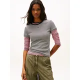 Tommy Hilfiger Kurzarmshirt TOMMY JEANS "TJW ESSENTIAL RIB SHORT SLEEVE EXT", Damen, Gr.