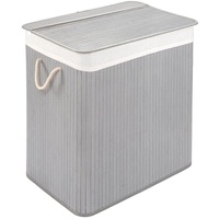 PANA ECO Bambus Wäschekorb mit Deckel • Wäschebox Holz Wäschesack • Faltbarer Wäschesammler • Badezimmer Wäschetruhe • 100% Bambus • Farbe: Grau • Größe: 150L (40 x 60 x 63 cm)