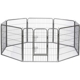 LIONTO Freigehege für Welpen & Kleintiere aus robustem Metall, 80x80 cm, erweiterbares Welpengitter für Wohnung, Hundezaun für den Garten inkl. Tür mit Verriegelung, witterungsbeständig, 8 Elemente