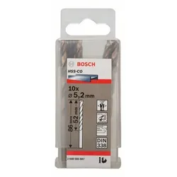 Metallbohrer HSS-Co, DIN 338, 5,2 x 52 x 86 mm, 10er-Pack