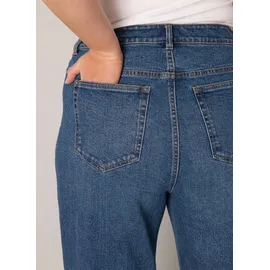 Base Level Curvy BASE LEVEL CURVY, Damen, Gr. 46, Länge 32, blau (mid blau), Denim/Jeans, Obermaterial: 98% Baumwolle, 2% Elasthan, unifarben, bequem lang, Jeans, in großen Größen