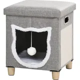 Katzenhaus mit Spielball und waschbarem Kissen, 35,5x35,5x42,5 cm